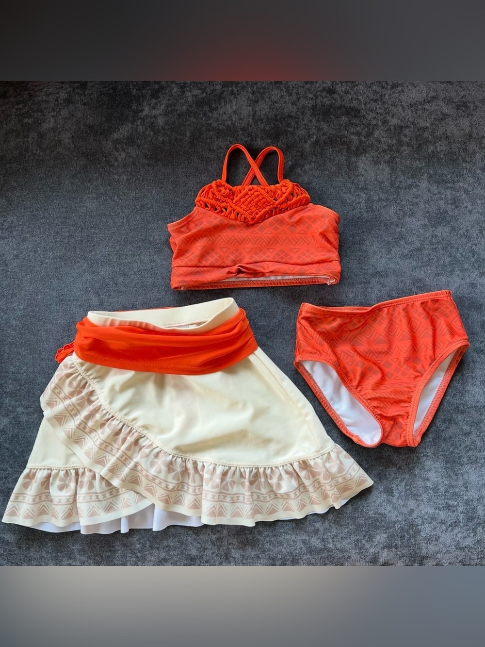 Disney Moana 3 Piece Swimsuit Size 2